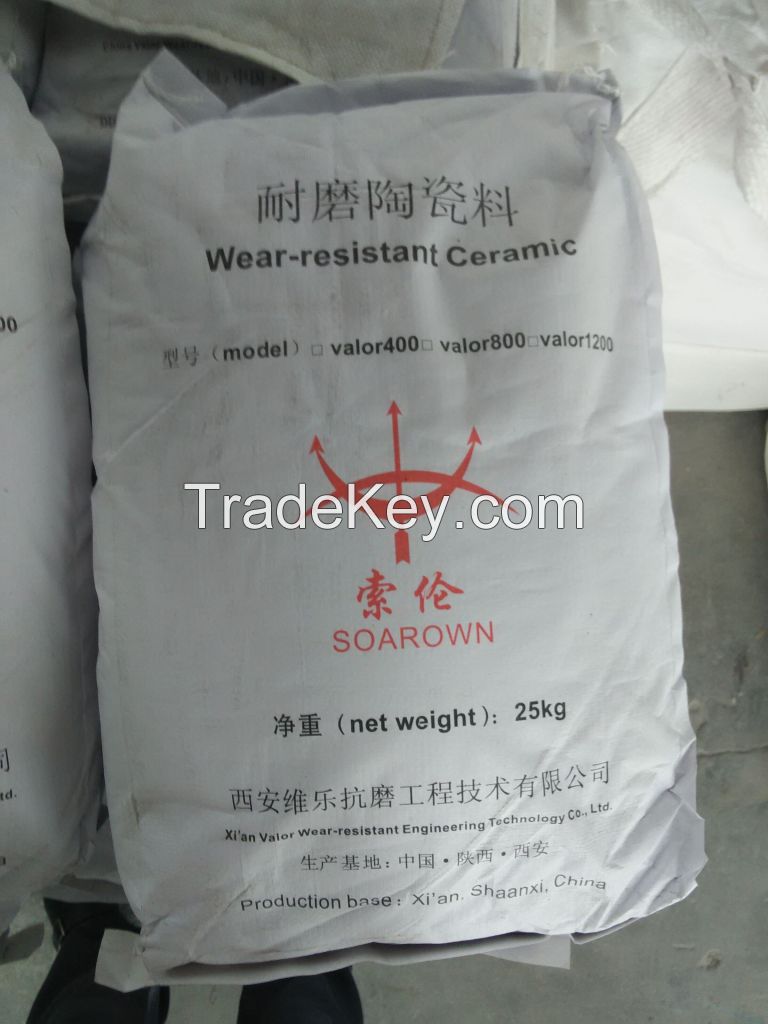 abrasion resistant ceramic mortar material