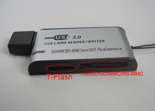 SD/MMC/Mini-SD/RS-MMC/T-flash card reader