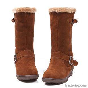 Winter shoe leather wedge snow boots female boots