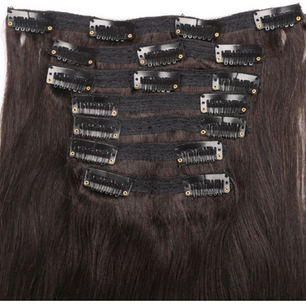 Top quality Brazilian 30 inch human hair extension clip in