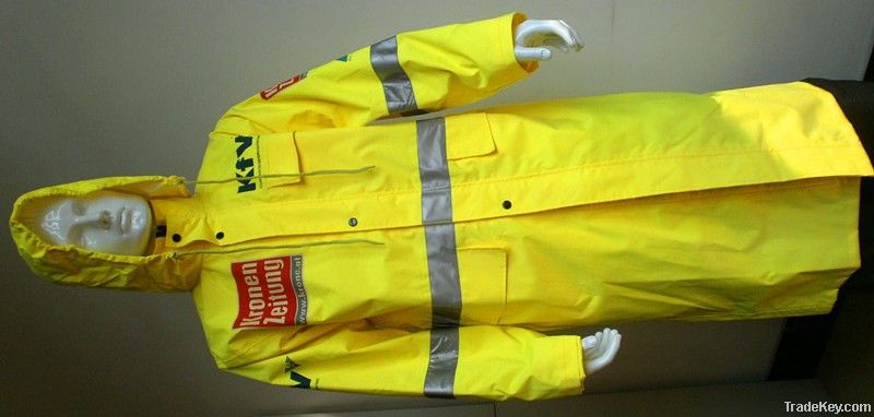 Fluorescent Yellow Long Raincoat