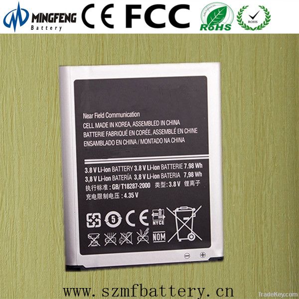 Ce li-ion phone battery for Samsung Galaxy S3 i9300 gb/t18287-2000