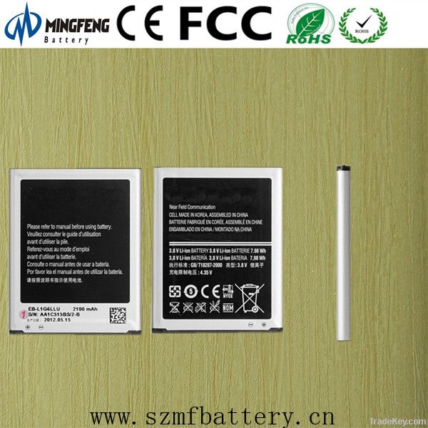 Ce li-ion phone battery for Samsung Galaxy S3 i9300 gb/t18287-2000