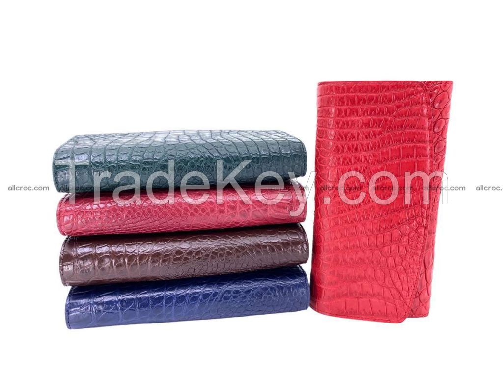 Crocodile Skin Wallet Long Trifold For Women