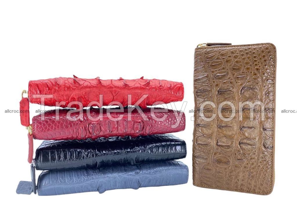 Crocodile skin wallets with zip
