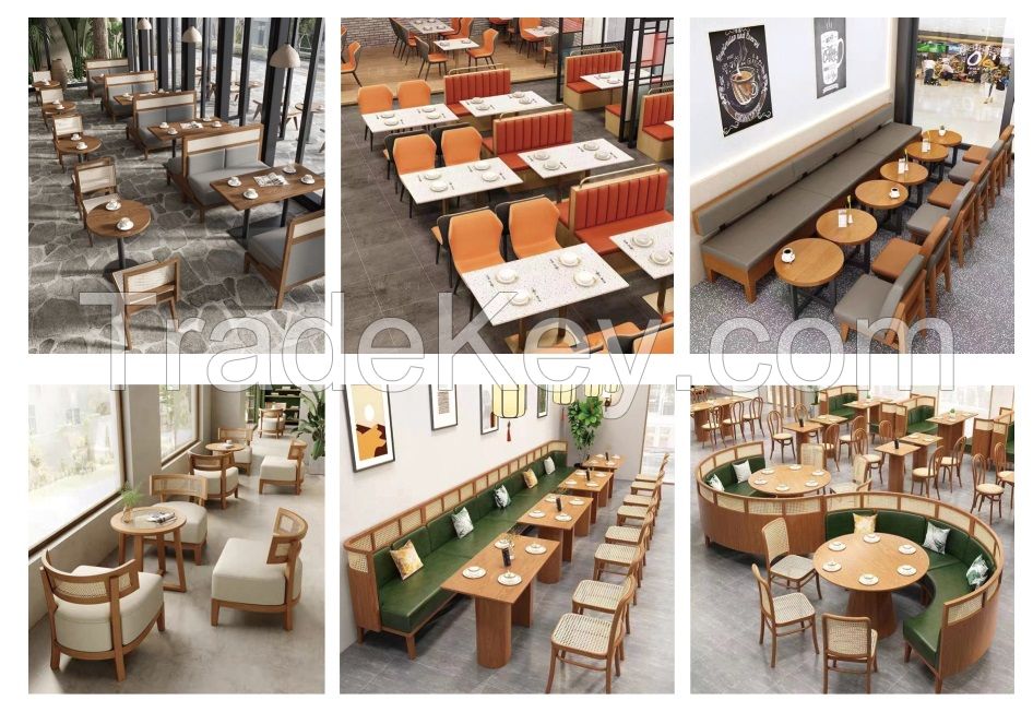 Commercial Canteen Restaurant Furniture Coffee Shop Booth Dining Seating Chair And Tables For Sale