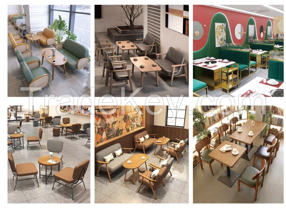 Commercial Canteen Restaurant Furniture Coffee Shop Booth Dining Seating Chair And Tables For Sale