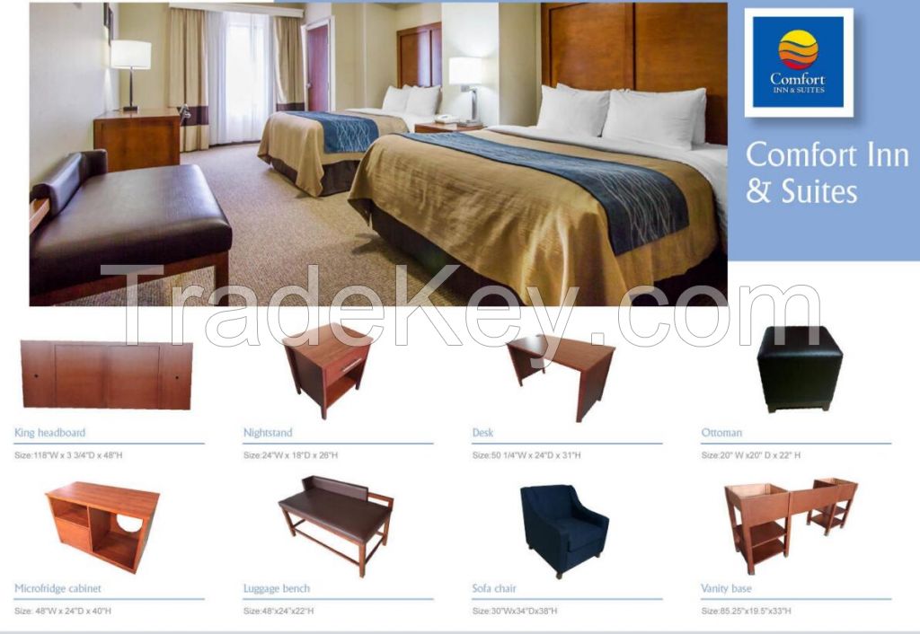 Custom Made 5 Star FF&amp;E Project Luxury Modern Hotel Bed Room Furniture Bedroom Set Custom Solid Wood Hotel Furniture Bed