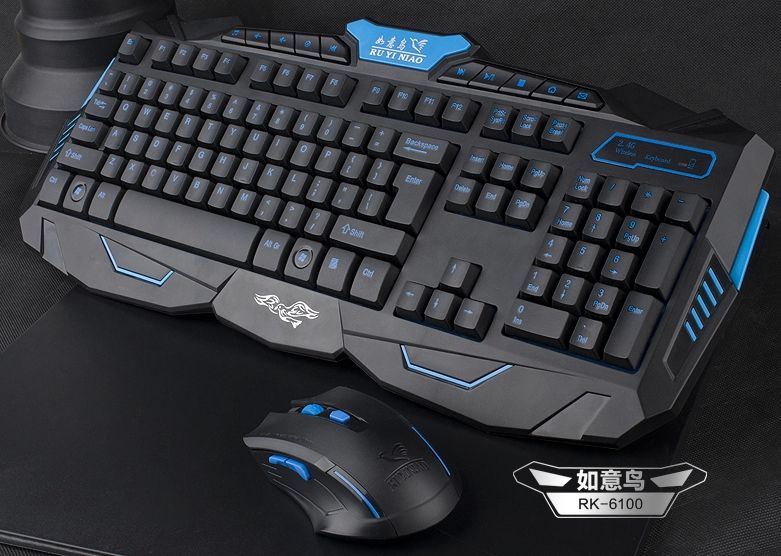 2.4GHz RF wireles gaming keyboard mouse for common computer