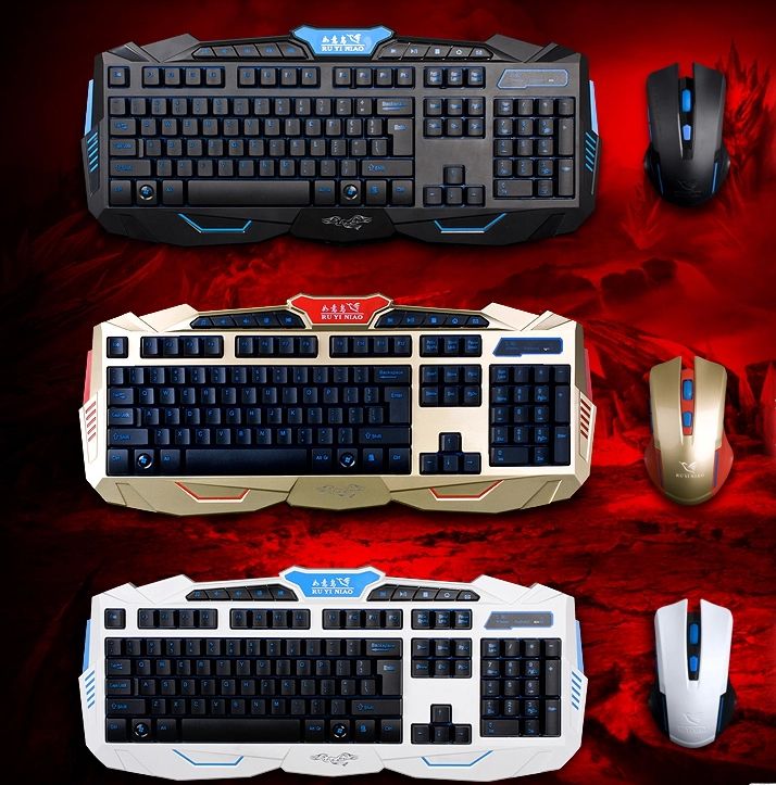 2.4GHz RF wireles gaming keyboard mouse for common computer