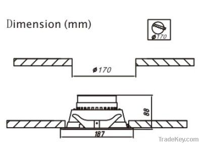 10W LED Recessed Down light Frosted PC lens