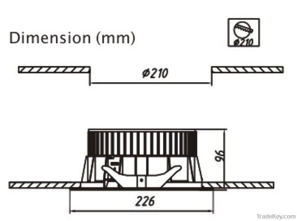 15W LED Recessed Down light Frosted PC lens