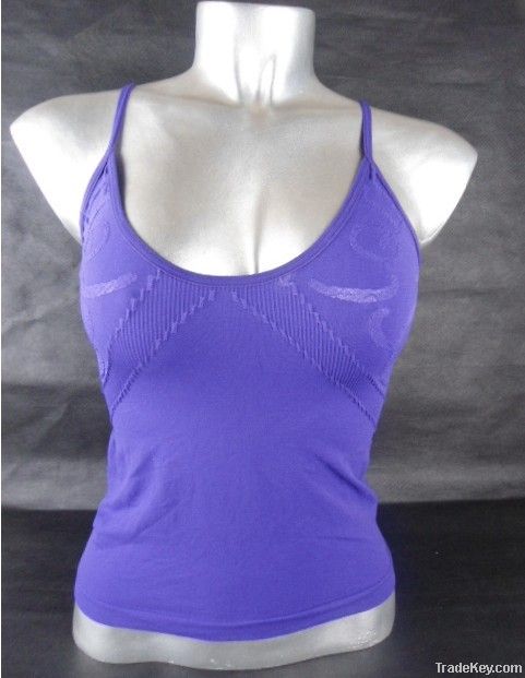 Lady's Seamless Spaghetti Strap Plunge down Camisole Tops