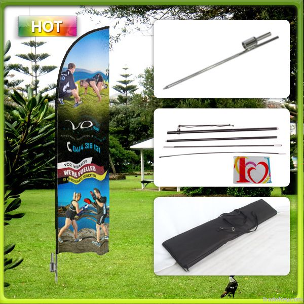 Flying feather banner with aluminium & fiber glass pole and cross base