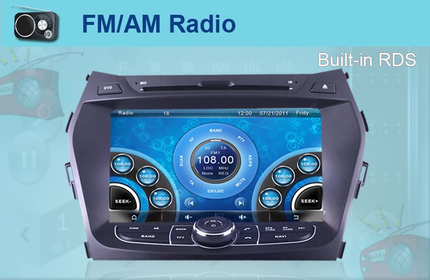 8"CAR DVD GPS NAVIGATION RADIO AUDIO BLUETOOTH TV  FOR HYUNDAI IX45 / SANTA FE 2013-