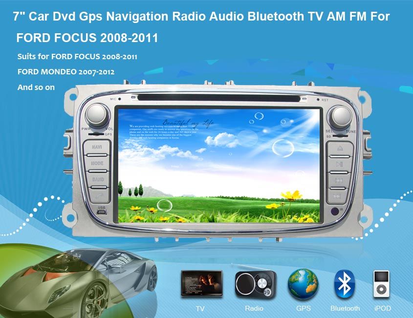 7"Car DVD GPS Navigation Raido Audio Bluetooth  FORFORD FOCUS 2008-2011 FORD MONDEO 2007-2012 FORD S-MAX 2007-2012 FORD CONNECT