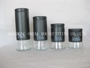 four black glass bottles set manufactures