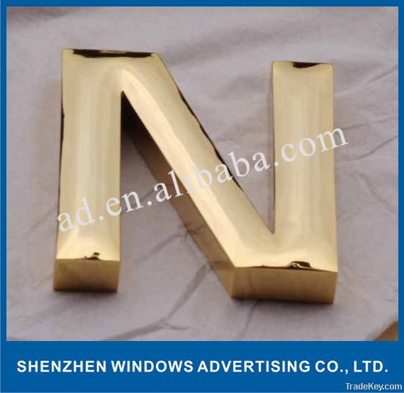 gold titanium stainless steel letter sign
