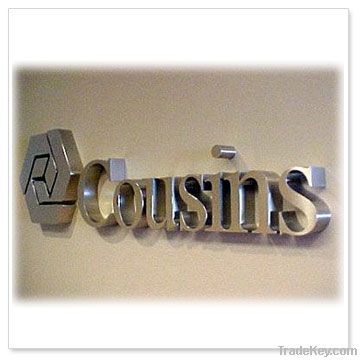 fabricated brushed finish stainless steel letter sign