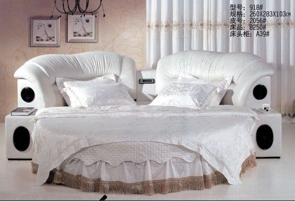 bedroom soft sofa furniture modern leather bed , pu bed