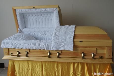 american style cremation wooden casket with metal handles