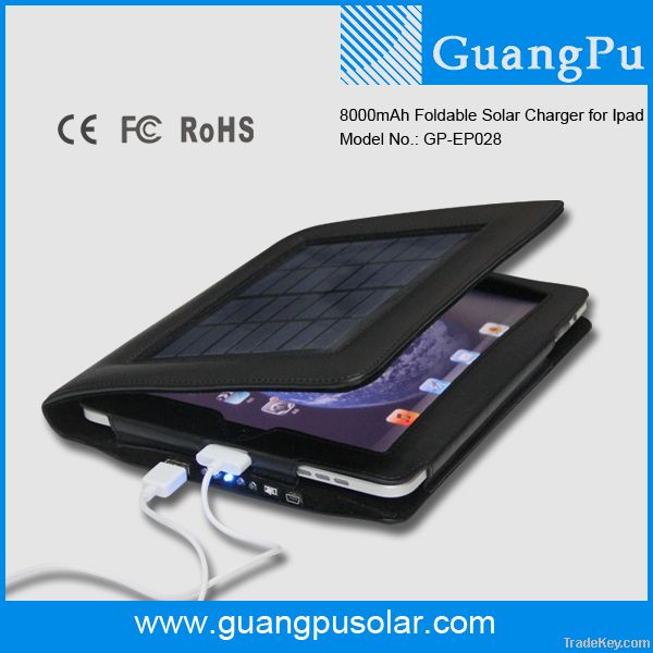 Hot Selling 8, 000mAh Portable Solar Power Bank for iPad