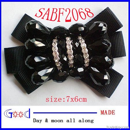 Durable Crystal Beaded Ribbon Leaves Shoe Bow Clip