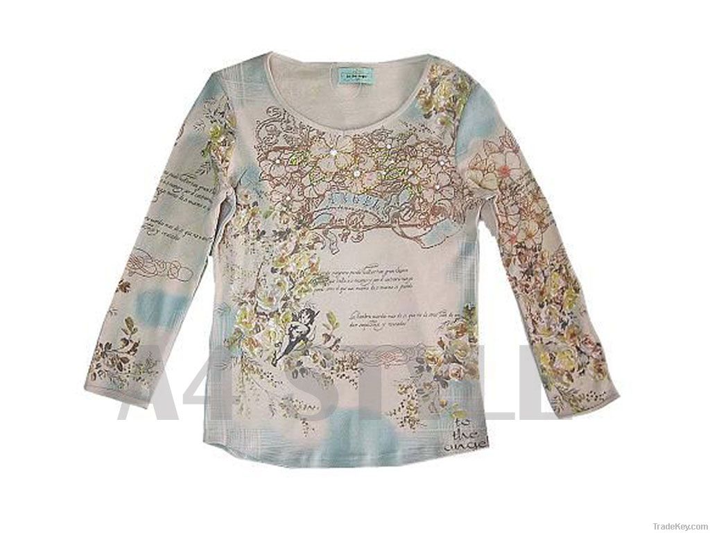 Women Multi-Color Discharge Printed T-shirt