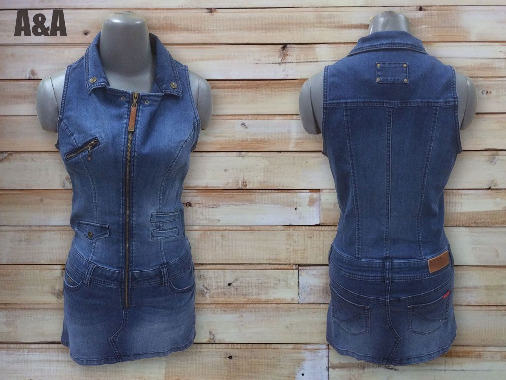 Long Slim Denim Vest