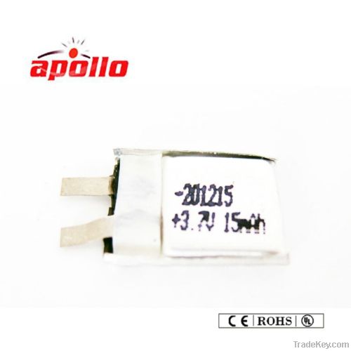 3.7V 15mAh li-polymer battery 2.0*12*15mm with factory direct sales