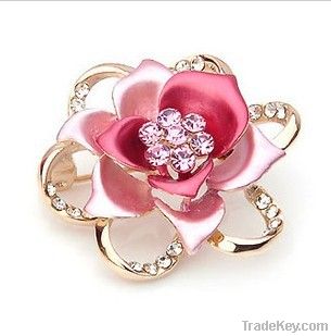 Red Rose Elegant Flowery Brooches With Competitive Price 2013