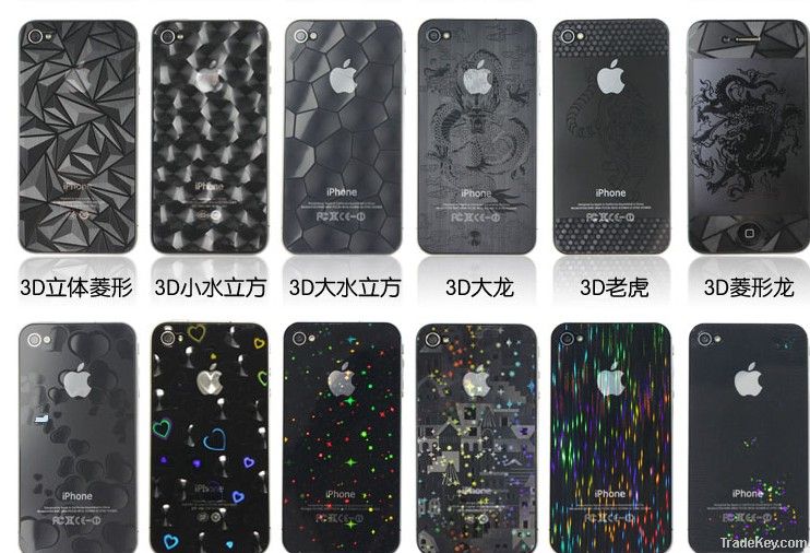 3D Diamond Screen Protectors for iPhone 4/4S, Made of PET Material