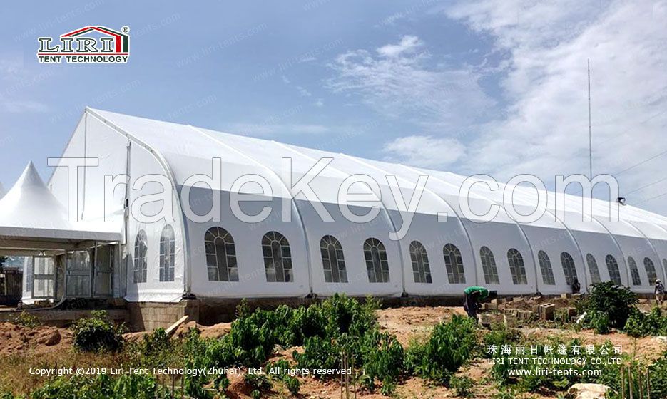 clear span big size 20x50m curve tent for outdoor event, party, wedding, church