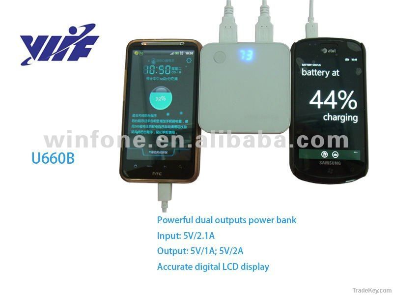 7200mAH battery charger for iphone5 with lcd screen and led torch