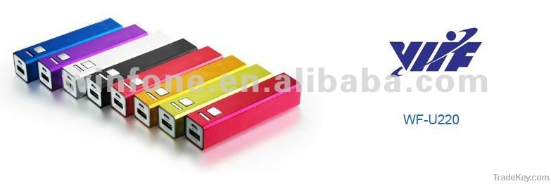 Colorful 2200mah metal power bank for mobile phone with led torch