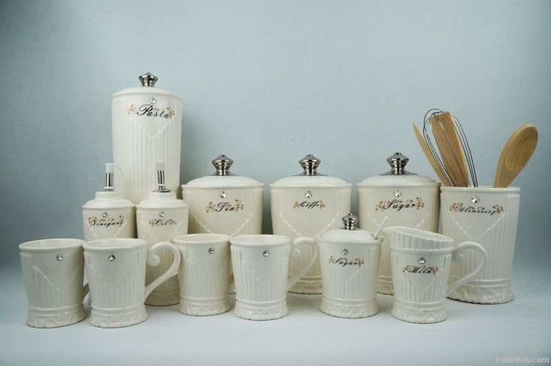 ceramic canister set, kitchen canister jar, Ceramic Kitchenware