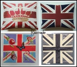 Crown Flag Ribbon Jack Union Flag Printed & Applique Embroidered Pillow Cover Throw Pillow Cushion Cover