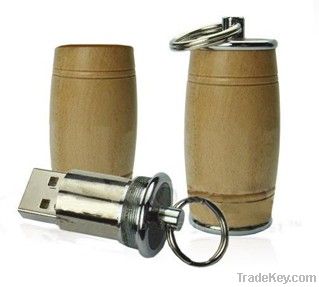 Free Sample Cool Wooden Wine Barrel Style USB Flash Drive (D-025)