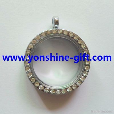 30MM Round Shaped Floating Locket With Or Without Rhinestones