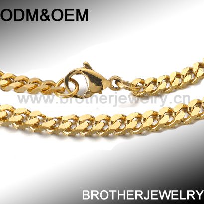 Stainless steel gold plated chain necklace