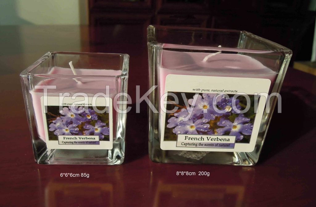 square glass candles scented