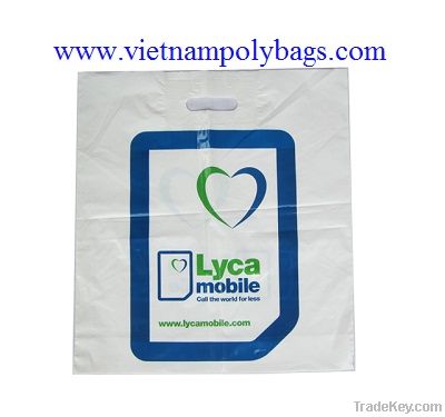 White recyclable  die cut patch handle bag