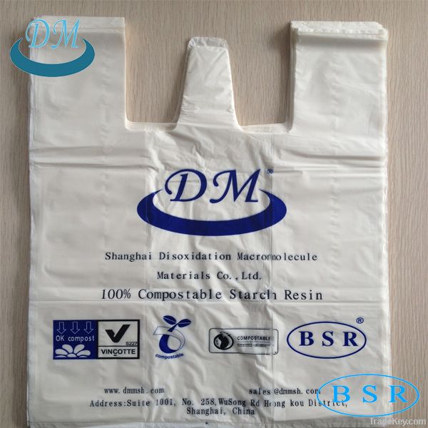 biodegradable plastic t-shirt bags 100% compostable(EN13432, ASTM D640