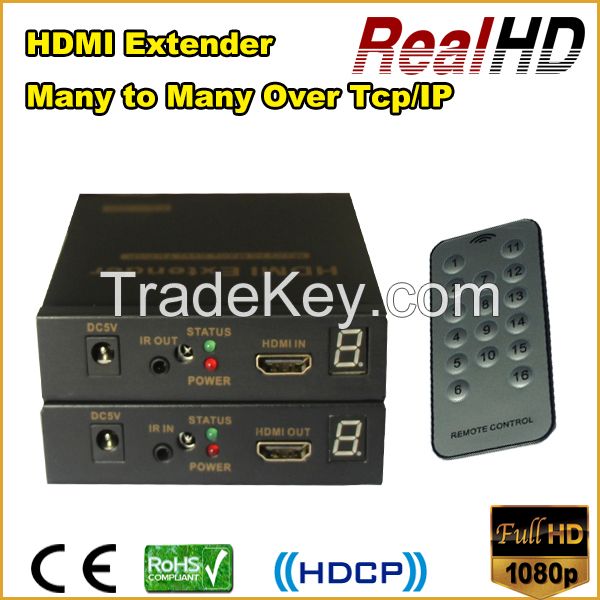 16 Key remote many to many HDMI extender 3D-Support