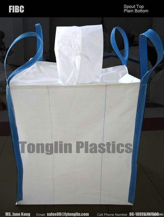 FIBC Bulk Bags, Intake Spout Top/ Plain Bottom