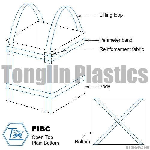 PP Woven Bulk bag, FIBC - Open Top, Flat Bottom