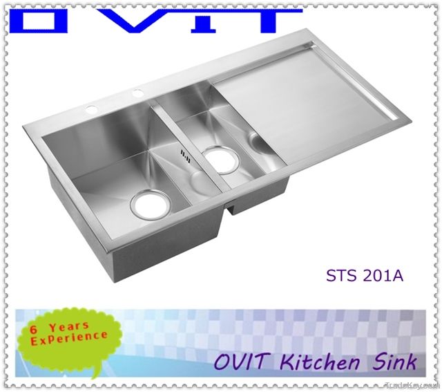 Double Bowl With Drainboard kitchen Sink