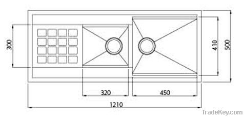 double with drain board kitchen sinks STS 201B-2