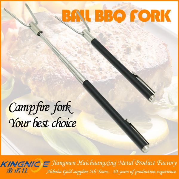 Mini metal telescopic barbecue fork with pen clip