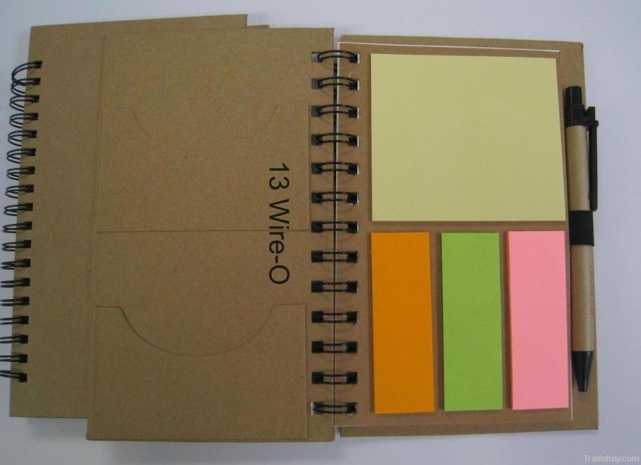 kraft notebook with sticky note